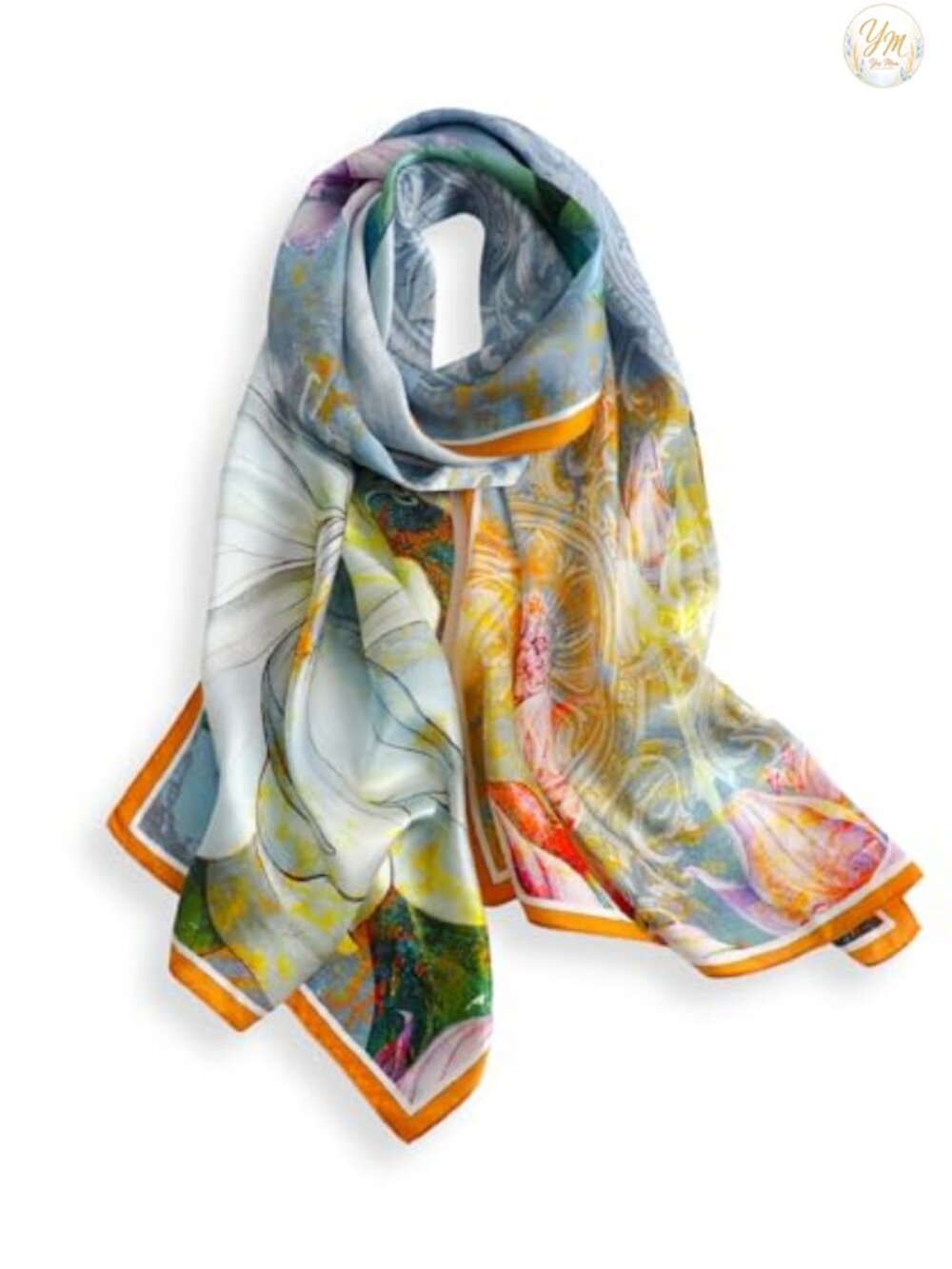 100% Mulberry Silk Long Scarf Oblong Wrap 68x21 Art Print Gift